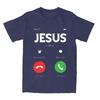 Funny Jesus Calling for UnisexT Shirts Novelty Merch Vintage Short Sleeve Round Collar  Cotton Plus Size Clothes