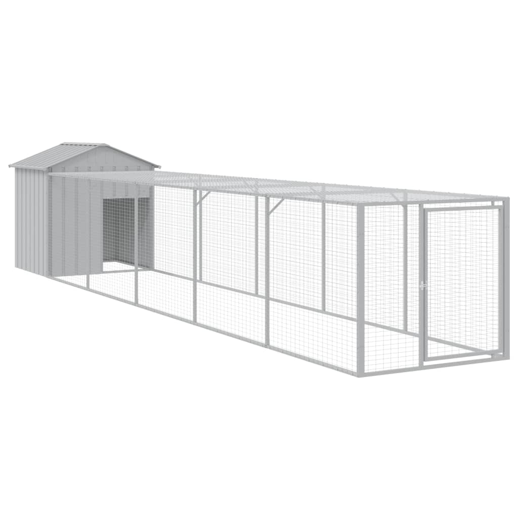 Vidaxl Kurnik Z Wybiegiem, Jasnoszary, 117X609X123 Cm, Stal