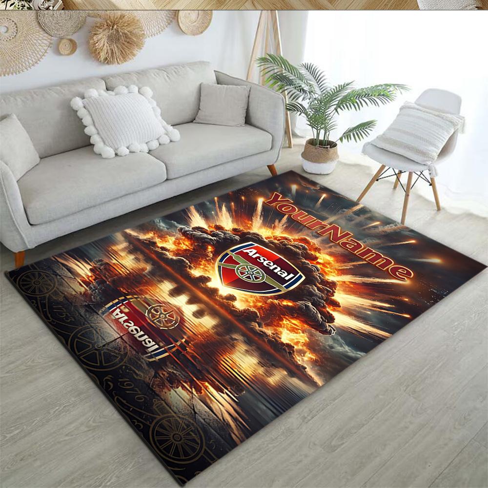 Arsenal Personalized Name Area Rug Perfect for Game Room Balcony Playrooms Entryway Antislip Carpet Anime Office Decor Birthday/Christmas Gift