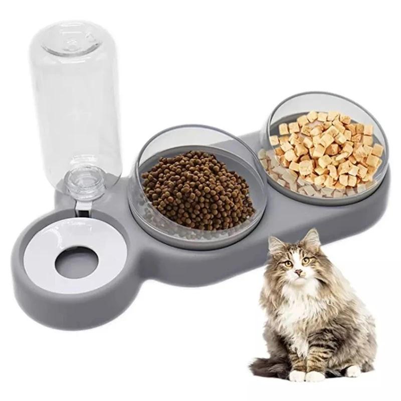 Classic Pet Cat Bowl Automatic Feeder Dog Cat Food Bowl With Water Fountain Double Bowl Drinking Raised Stand Dish Dog Bowl For