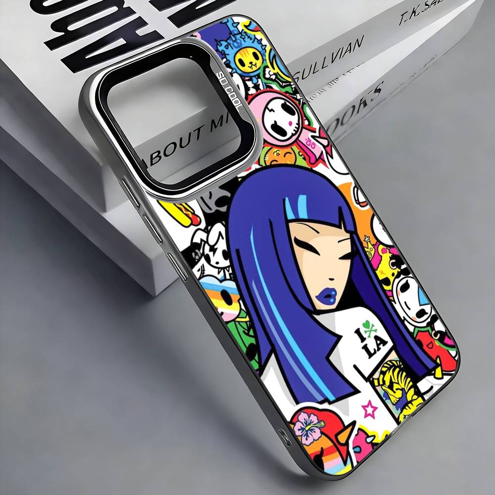 Япония Чехол для телефона Tokidoki для iPhone 17,16,15,14,13,12,11 Plus,Pro Max, Цветной серебристый чехол для телефона