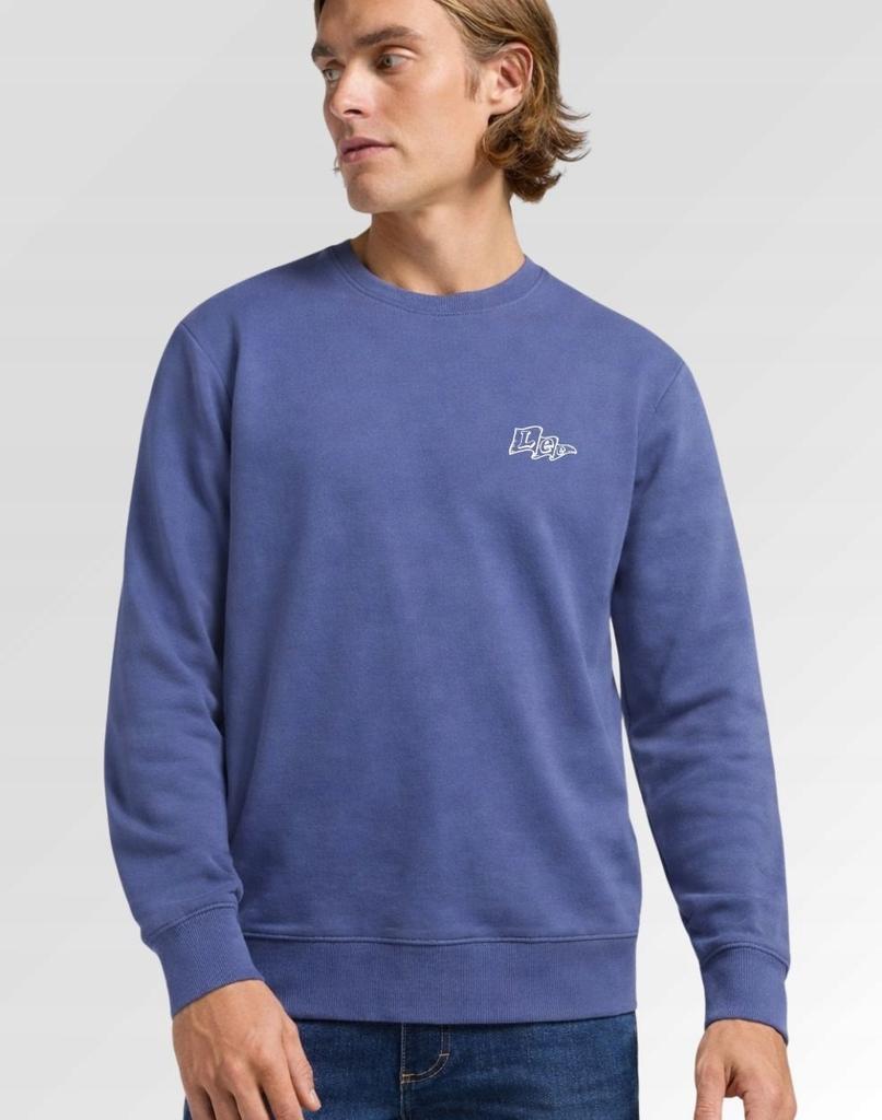 Lee Flag Crew Academy Blue Men's Blue Cotton Sweatshirt with Logo M