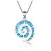 Boho Cute Animal Snail Spiral Design Pendant Necklace For Women Inlay Blue Imitation Opal Necklace Wedding Party Jewelry Gifts