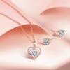 Ожерелье-сердце для 5A Ожерелье и серьги Металл розового серебра Популярные украшения [Свободная птица] Женщины, Цирконий, Набор, Золото, Сердце, 925, Аллергия, День рождения,