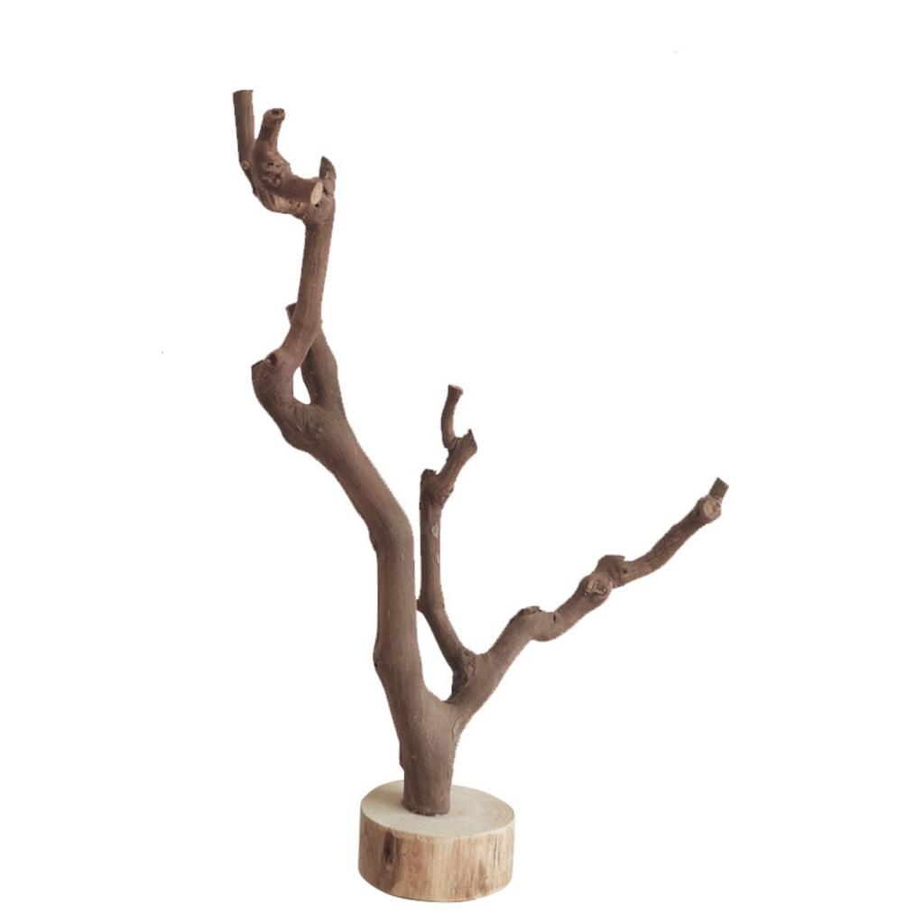 Log Tree Branch with Bottom Bracket Decoration Bookshelf Living Room Coffee Table Decoration Handmade Solid Wood Bracket(20cm)