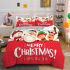 Комплект постельного белья Merry Christmas King Queen с изображением Санта-Клауса и снеговика, пододеяльник с изображением рождественской елки, красное полиэстеровое одеяло