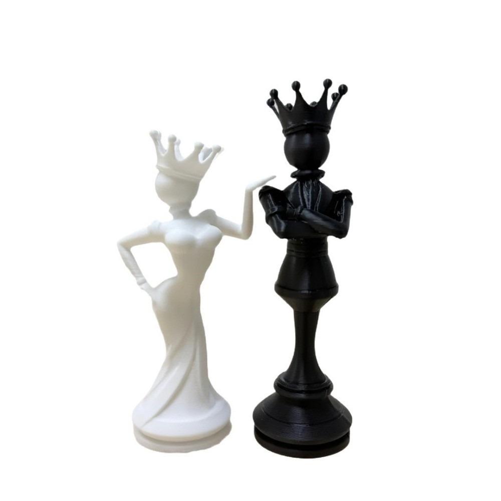2pcs 3D Printed Desktop Ornaments Sculpture Queen King Statue Funny Persons Figurine Office