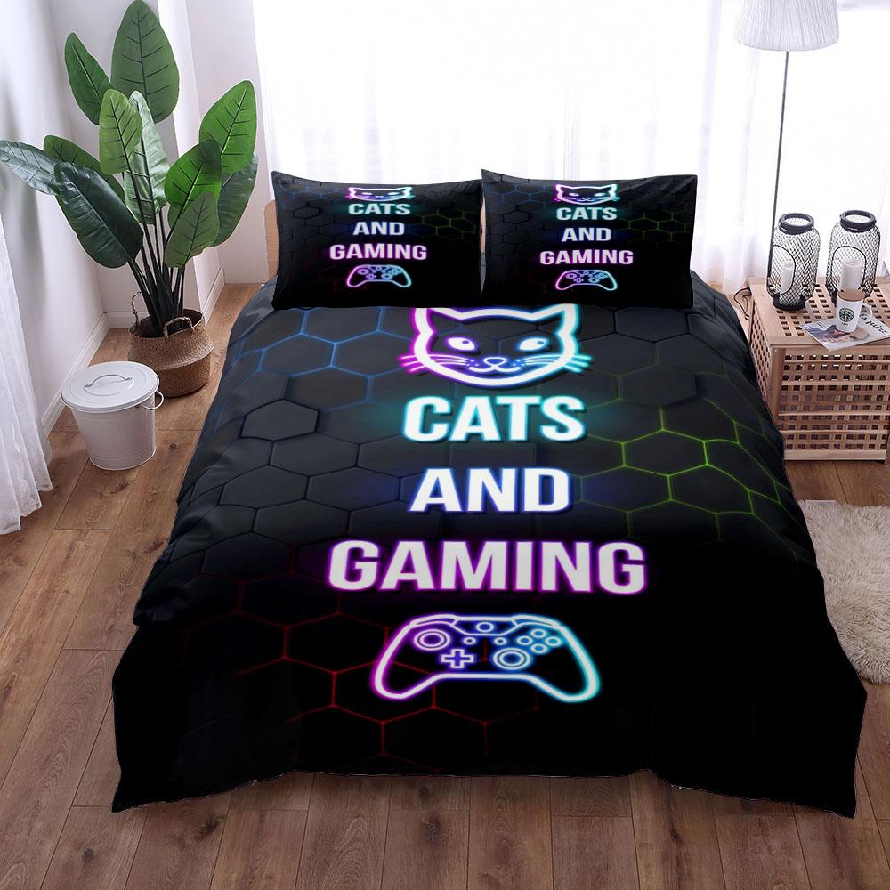 Комплект постельного белья с пододеяльником Cats N Gaming без простыни Размеры King Queen Double Full Twin Single