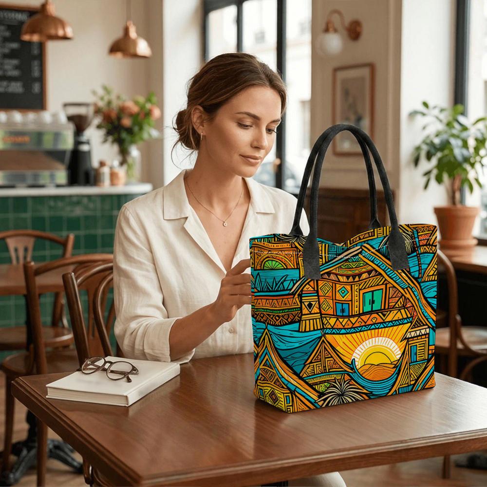Bohemian Ethnic Pattern Tote Bag Large Capacity Casual Shoulder Bag for Travel Shopping Daily Use