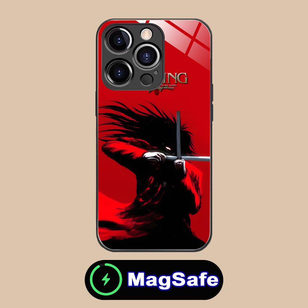Аниме Алукард Хеллсинг Чехол для телефона iPhone 17 16 15 14 13 12 11 Air Pro Max Plus Mini MagSafe Стеклянный Цветной Чехол Смартфон
