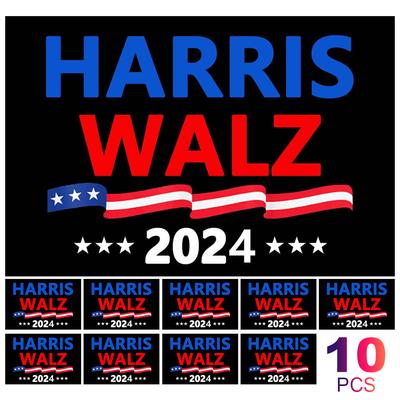 10 шт. в упаковке, наклейки на бампер автомобиля Kamala Harris Tim Walz, наклейки-пародии 2024 года, наклейки поддержки Harris Walz, наклейка