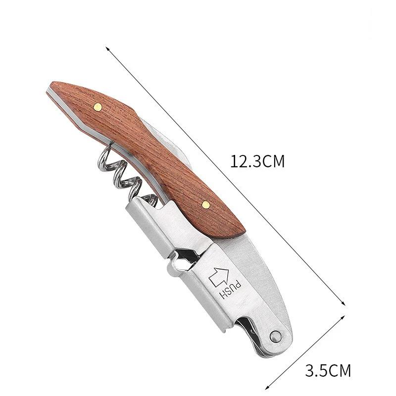 Портативный деревянный штопор для винных бутылок Профессиональный штопор из нержавеющей стали Многофункциональный штопор для пивных бутылок Инструмент для кухни и бара