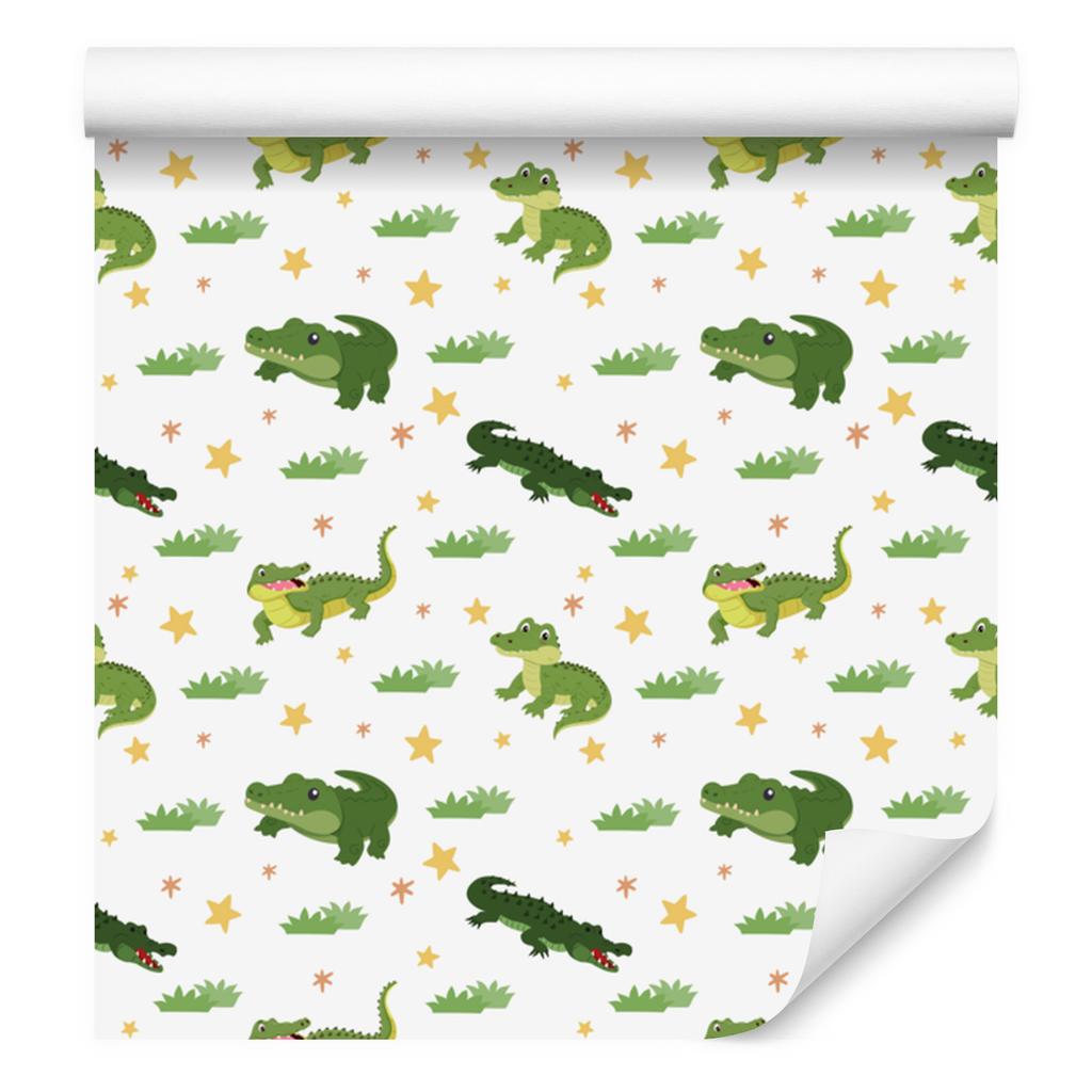 Crocodile Wallpaper White, Lime and Green for Living Room and Bedroom 50x1000