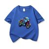 Graffiti Blue Sport Motobike Graphic Tee Kids 100 Cotton Crew Neck T Shirt Short Sleeve Breathable Tops For Boys Girls Children