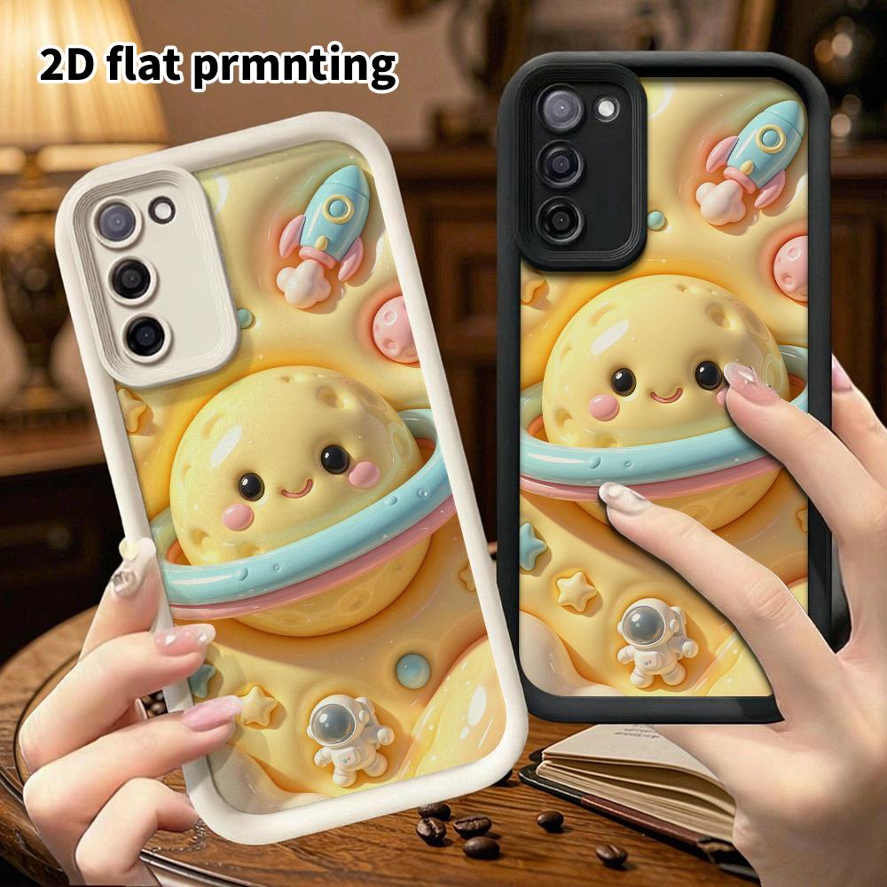 Phone Case: 2D flat design suitable for Samsung Galaxy A34 A35 M05 M06 S20 S22 S21 FE Plus 5G protective case, smiley Saturn planet, perfect Christmas