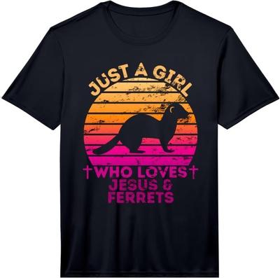 Girl Who Loves Jesus And Ferrets - Christian Woman T-Shirt