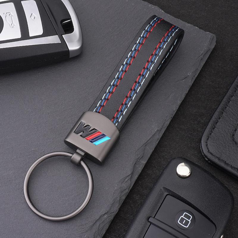 For BMW M E46 E90 E60 Zinc Alloy Car Keychain Leather Key Rings For BMW M Emblem E46 E36 E34 F10 E90 F30 E60 F30 E53 E30 E92 E87 Auto Accessories q00