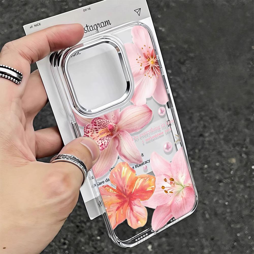 Brilliant Safflower Phone Case For Iphone 17 17E 16E 12 Pro Max 11 13 Plus 14 16 15 Transparent Daily Use Bumper Shell Coque