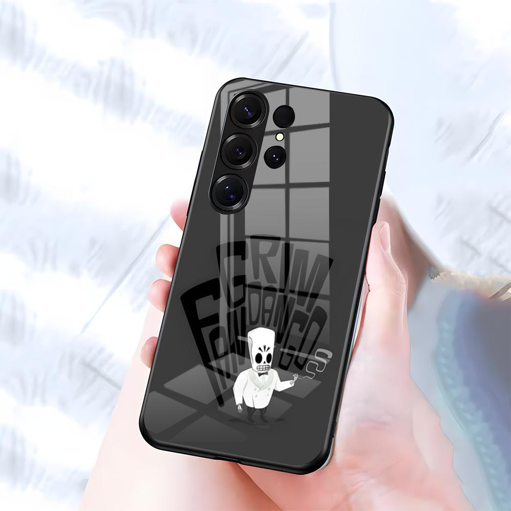 Чехол для телефона G-Grim F-Fandango для Samsung S26 S25 S24 FE S23 S22 S21 Plus S20 Ultra Note20Ultra Черный Стеклянный Чехол