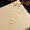 DIEYURO 316L Stainless Steell Colour Enamel Butterfly Pearl Pendant Necklace Earrings Set Lady New Waterproof Jewelry Gift Sets