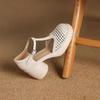 Woven Bag Heel Hollow Cutout Roman Shoes Summer New High Heel Block Heel Versatile Vintage Baotou Sandals Women