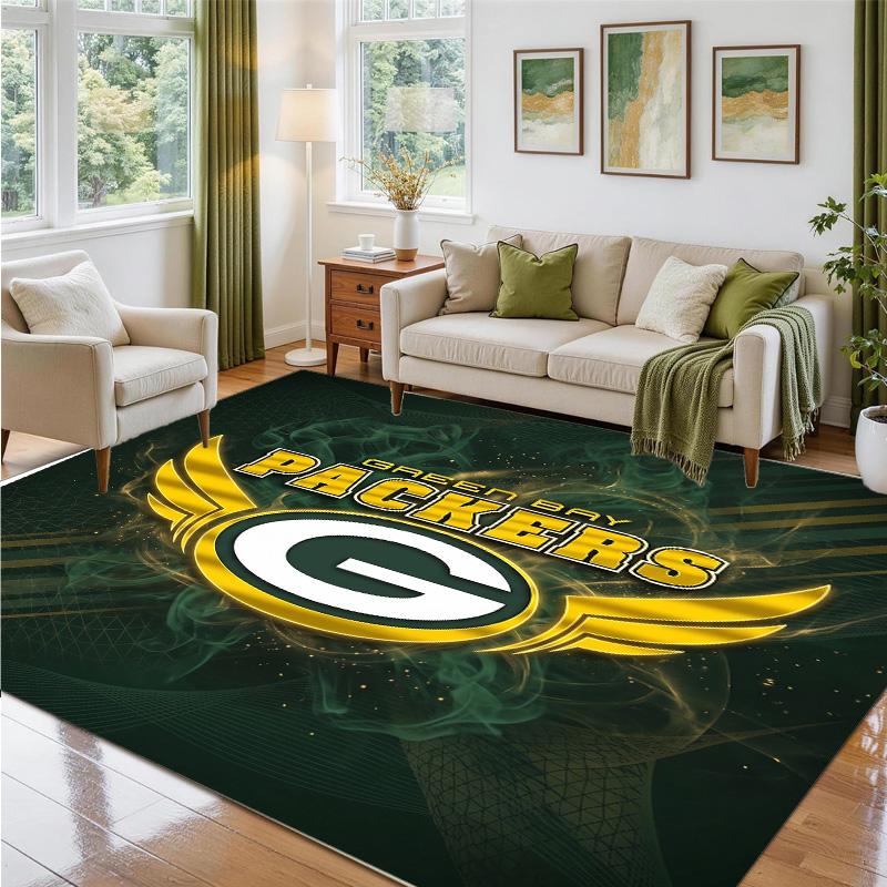 Green Bay Packers Design Crystal Velvet Rug Soft Decorative Mat for Bedroom Entrance