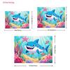 2D Baby Shark Photo Backdrop Underwater World Coral Reef Fish Starfish Background for Studio