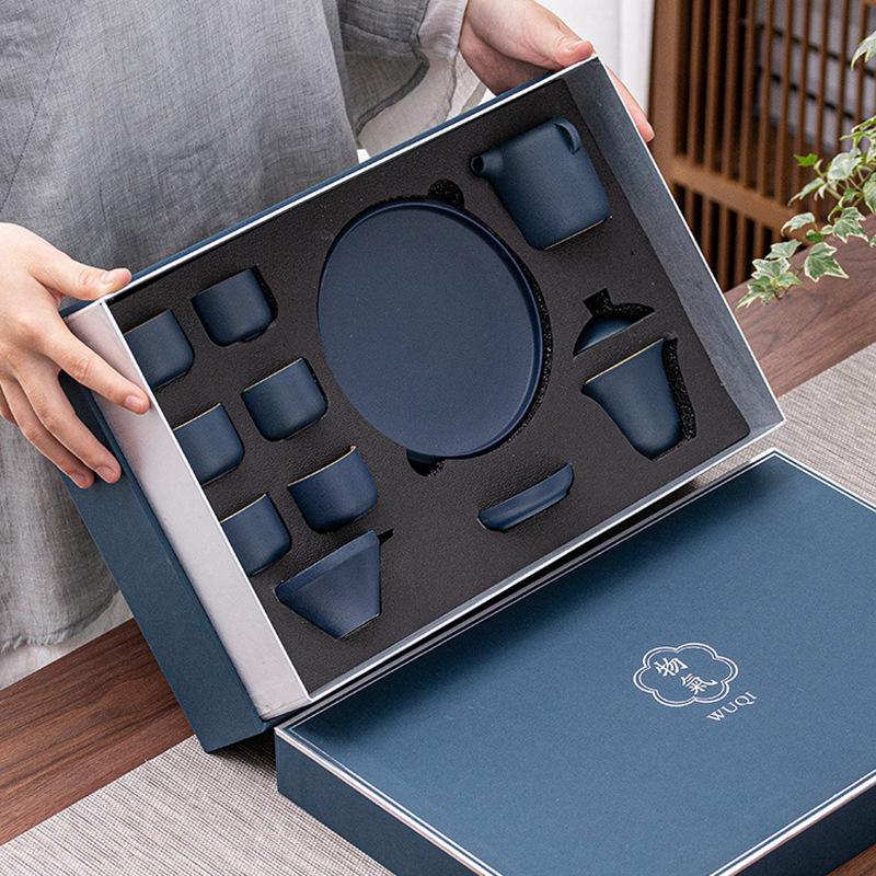 Light luxury ceramic Kung Fu tea set, a full set of tea trays, teapots, teacups, high-end gift boxes, office enterprises send gifts