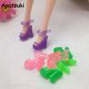 5pairs/lot Fashion Rubber Shoes Summer High Heel Shoes For Barbie Doll Sandals Shoes for Barbie Toys 1/6 Doll Accessories