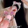 Открытое кольцо Love pink bow для женщин с розовыми бриллиантами и цирконами, изысканное французское слегка инкрустированное кольцо для милой девушки