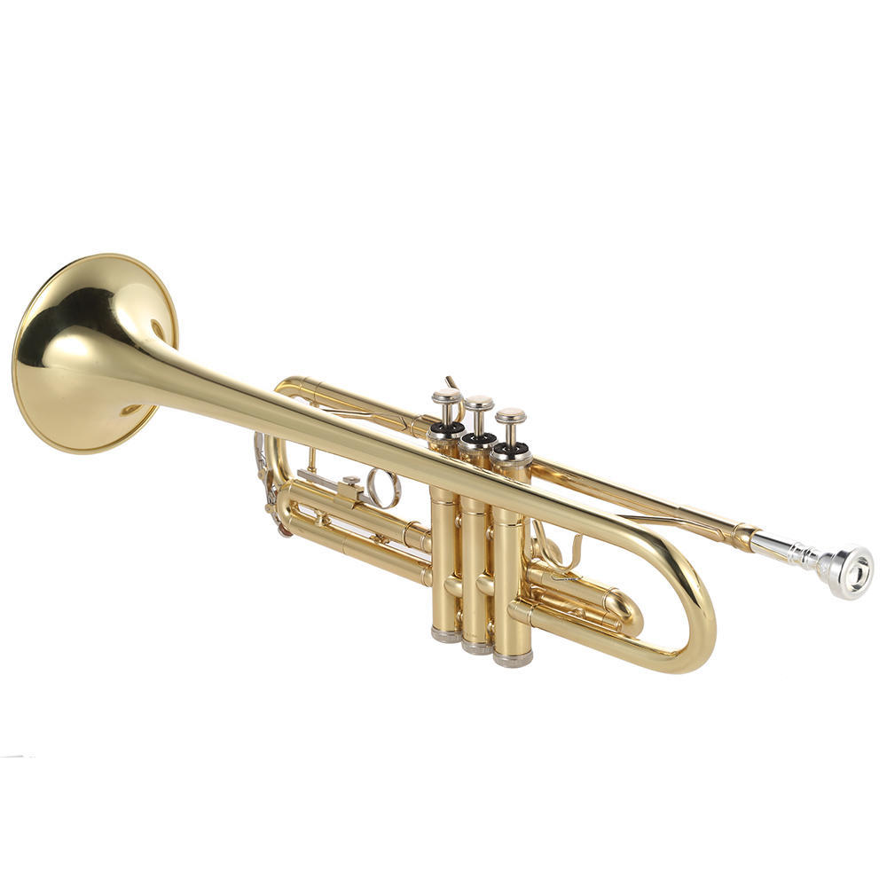 Ammoon Trumpet Bb плоский латунный, окрашенный в золотой цвет изысканный прочный музыкальный инструмент с мундштуком, перчатки, ремешок, футляр
