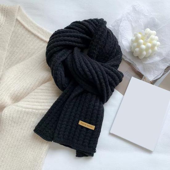Winter Scarf Solid Color Thickened Warm Knitting Scarf Men Women Long Neck Wrap Garment Clothing Accessories