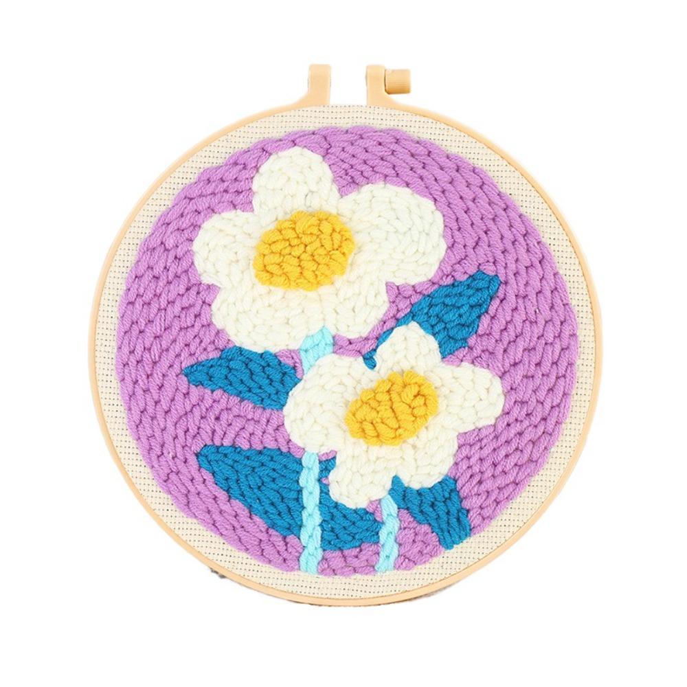 Handmade Punch Needle Set Flower Pattern Rug Punch Embroidery Starter Kit  Educational Toys