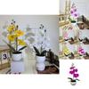 Realistic Artificial Orchid Arrangement With Small Round Pot For Indoor And Outdoor Decoration
