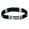[E7055] - Steel Bracelet 'Tony' Leather / Steel - 10 Mm