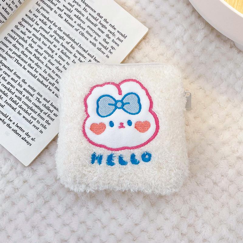 Women Cute Cosmetic Makeup Tampon Bear Rabbiti Napkin Pouch Storage Bag Sanitary Bag Mini Data Cables Organizer Bags