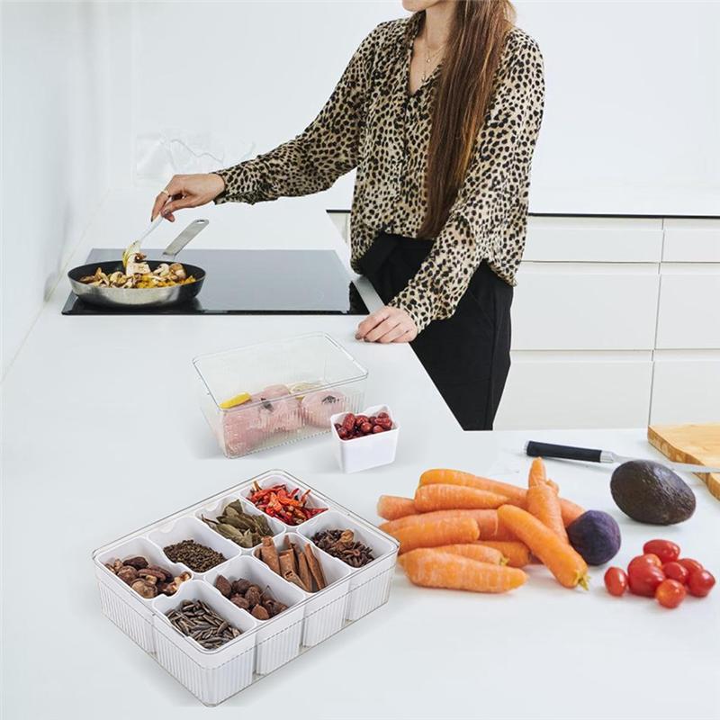 Large Snackle Box - Divided Serving Tray With Lid - Charcuterie Container For Portable Snack - Clear Organizer-B61B