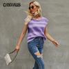 Spring and Autumn Women's T-shirt Striped Color Matching Sweater Fashion Loose Sleeveless Vest Sweater