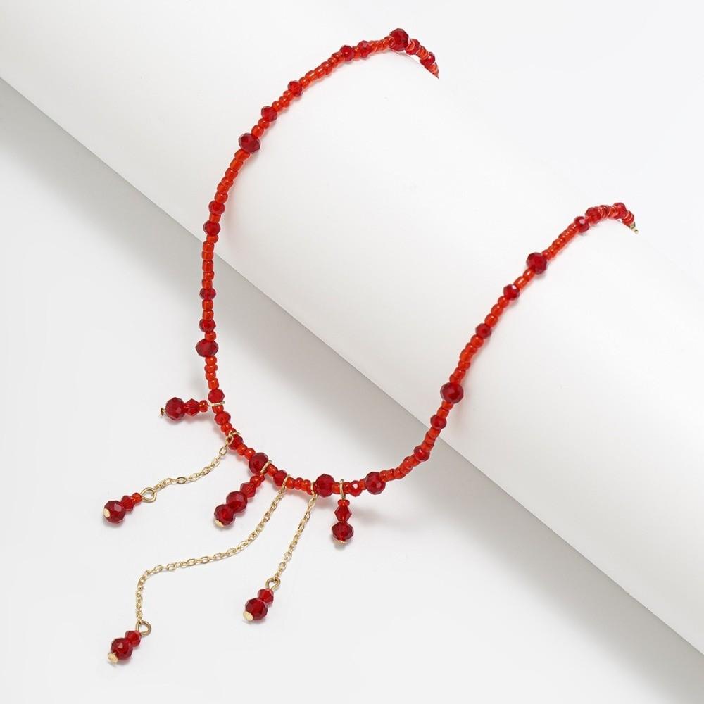 Tassel Blood Drop Necklace Gothic Halloween Choker Retro Halloween Collarbone Chain Party