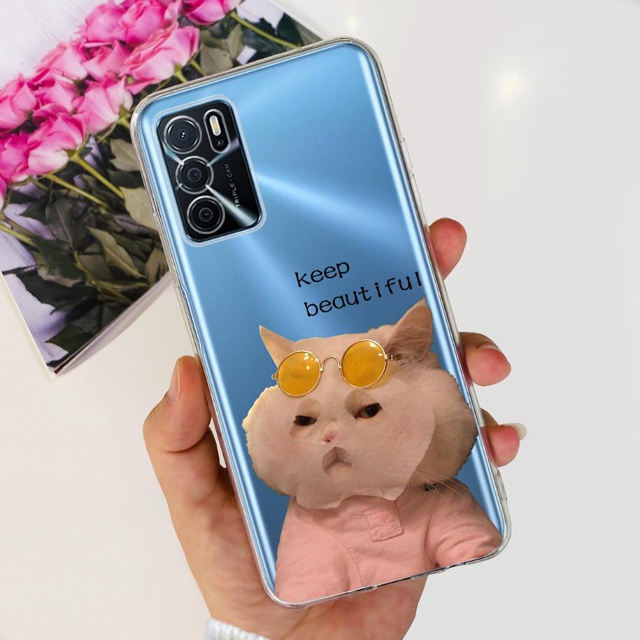 For OPPO A16 Case A16S A54S Soft Silicone Phone Case For Oppo A16 CPH2269 Clear Flower Funda Back Cover on OPPOA16s A 54s Bumper