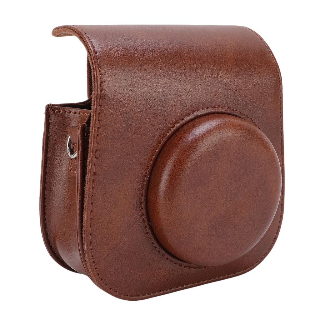 Protective Case Fit for Fujifilm Mini12 Mini11 Camera PU Leather Instant Camera Storage Bag with Shoulder Strap Brown