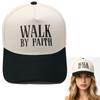 WALK BY FAITH Truck driver hat embroidered retro leopard print color matching baseball cap for men and women casual