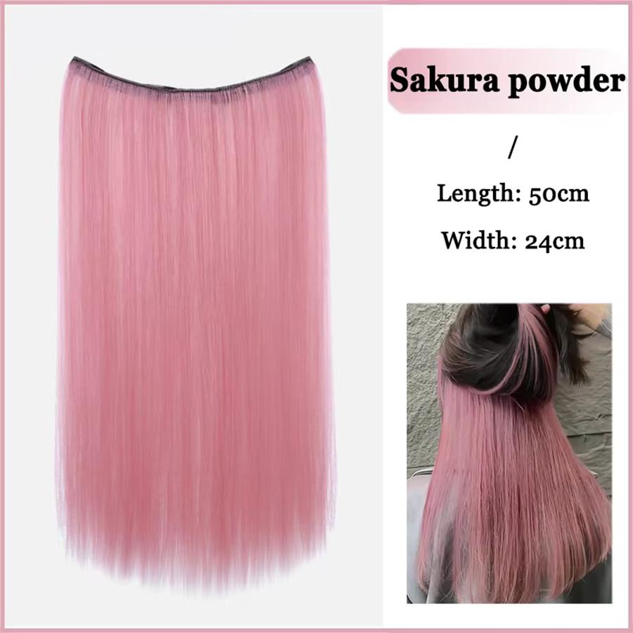 Synthetic Long Straight Clip In One Piece Hair Extension 4 Clips Inner Layer Hidden Hair Hair Piece Wig