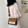 INS Bag Women's 2023 New Korean One Shoulder Crossbody Fashion Frosted Contrast Small Square Bag
