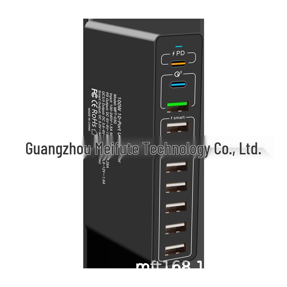 Многопортовое USB-зарядное устройство 65 Вт, быстрая зарядка PD 20 Вт, QC 3.0, совместимо с Apple и Huawei.