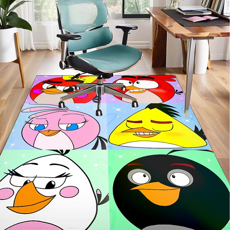 Red Birds Characters Collage Office Rug Chair Mat, Game Carpet, Suitable for Front Door, Bedroom, Living Room, Desk, Holiday Gift