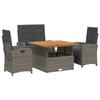 VidaXL Ensemble à Manger de Jardin avec Coussins 4 pcs, Table de Terrasse, Meubles de Patio, Mobilier d'Extérieur, Gris 3277345