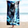 1PC Custom Name Wolf Winter Forest Beach Towel Highly Absorbent And Sand-Resistant Towel for Swimming, Pool, Yoga, And Travel Lightweight