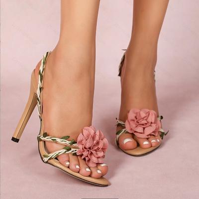 Пасторальные цветы мечта элегантные туфли-стилеты женские лоза слово с круглым носком босоножки на высоком каблуке женские