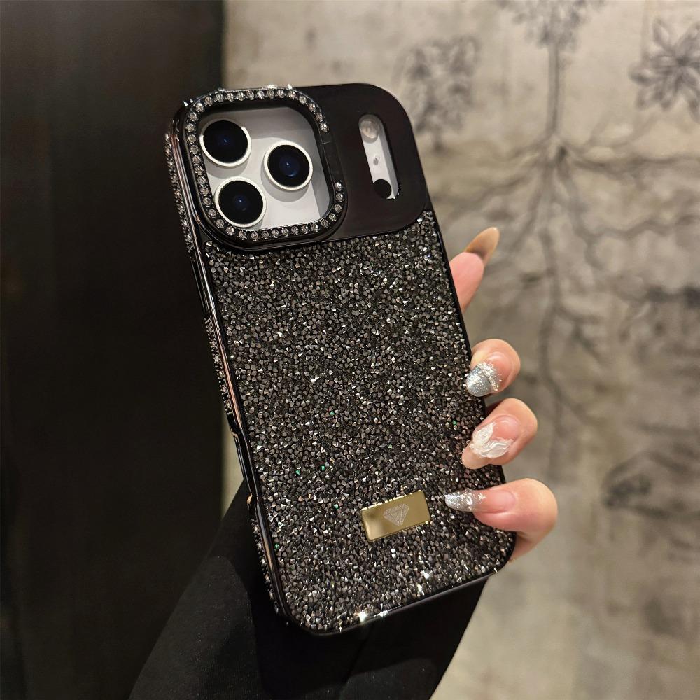 Роскошный модный чехол для телефона с блестками и стразами Для iPhone 17 Pro Max 16 15 Plus 14 13 12 11 Алмазный защитный чехол-оболочка С подставкой